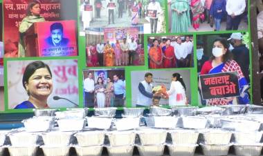 Rajesh Mehta distributes food packets to the needy, advises on social distancing.